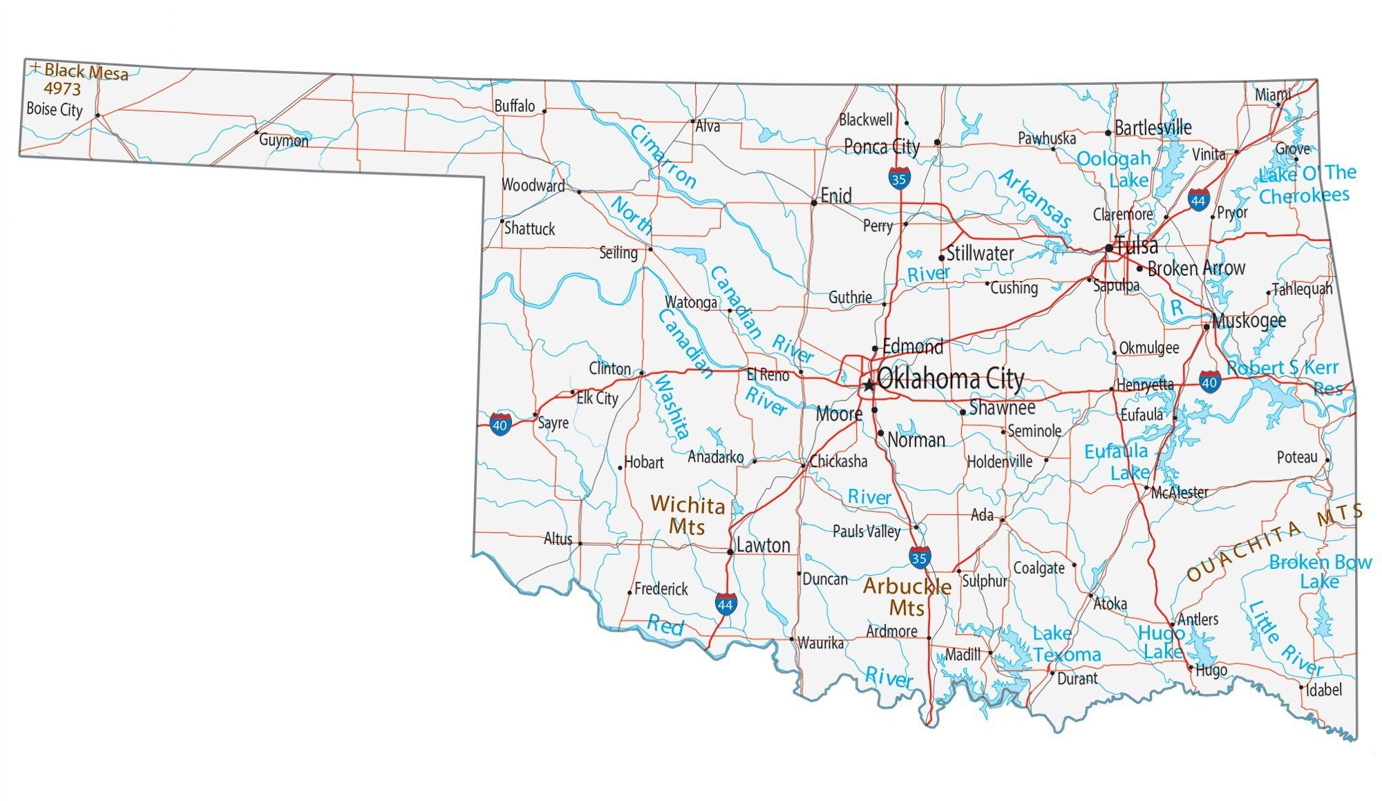 Map Of Oklahoma Cities And Roads GIS Geography Map Of Oklahoma Cities And Roads GIS Geography