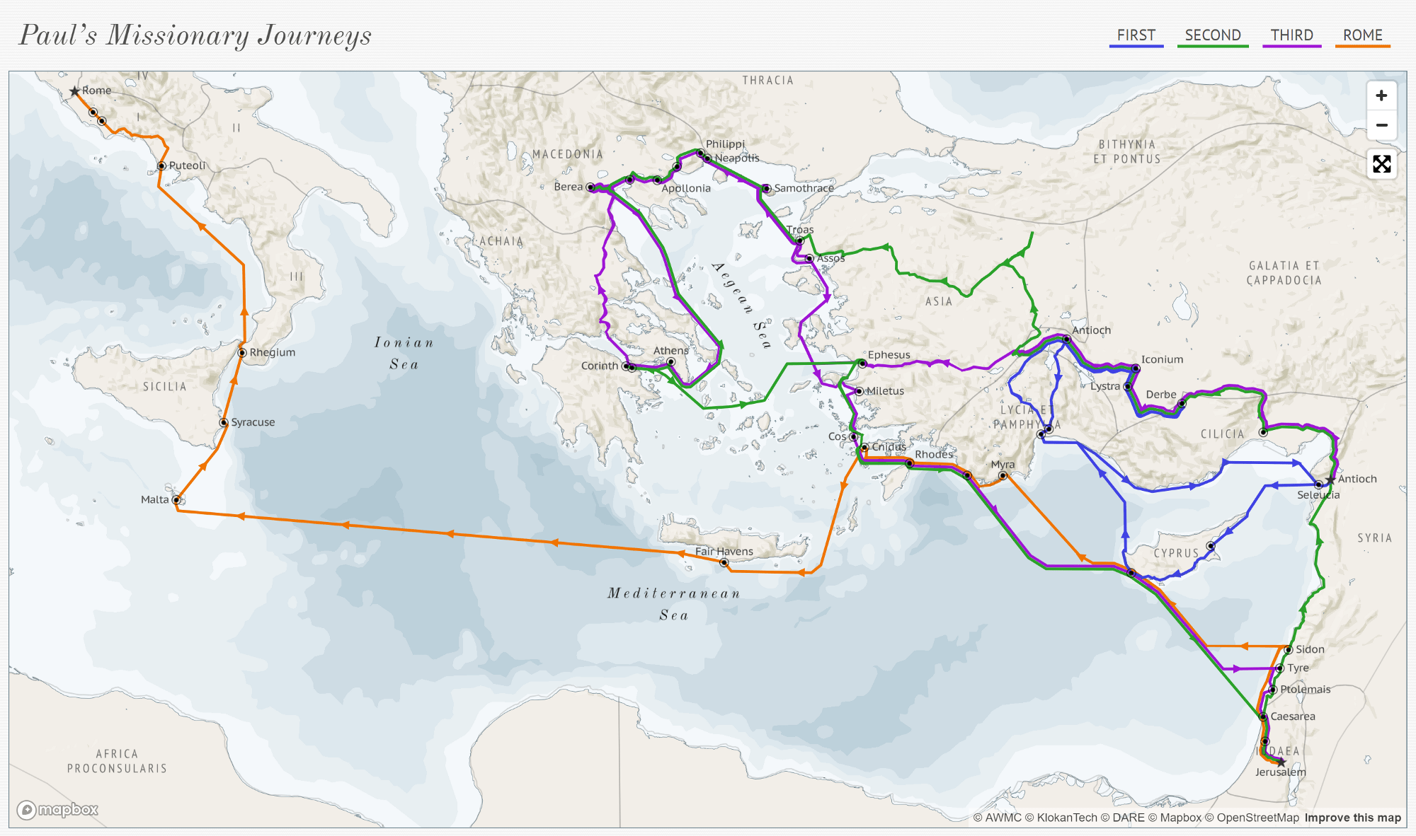 Map Of Paul s Journeys And The Roman Empire Viz Bible