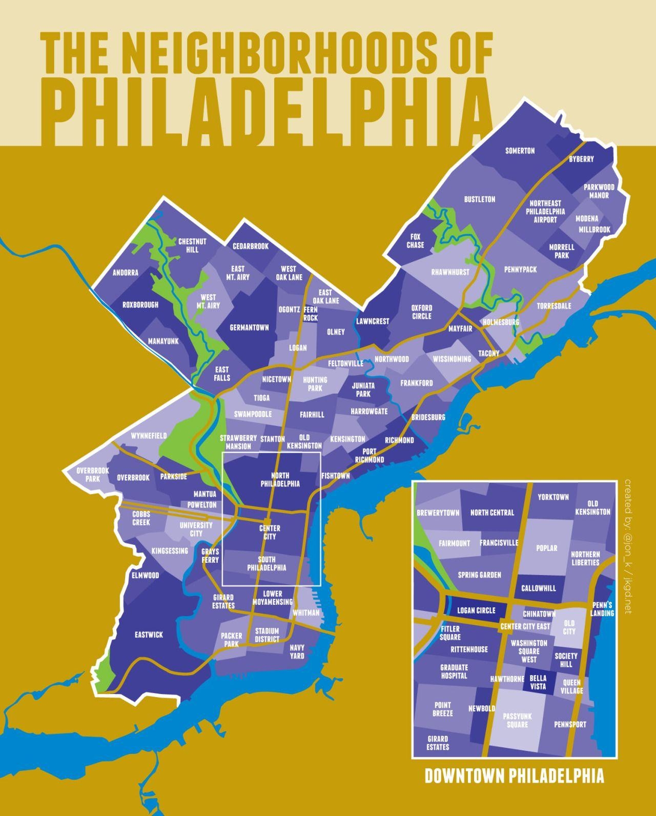 Map Of Philadelphia Neighborhood Surrounding Area And Suburbs Of Philadelphia