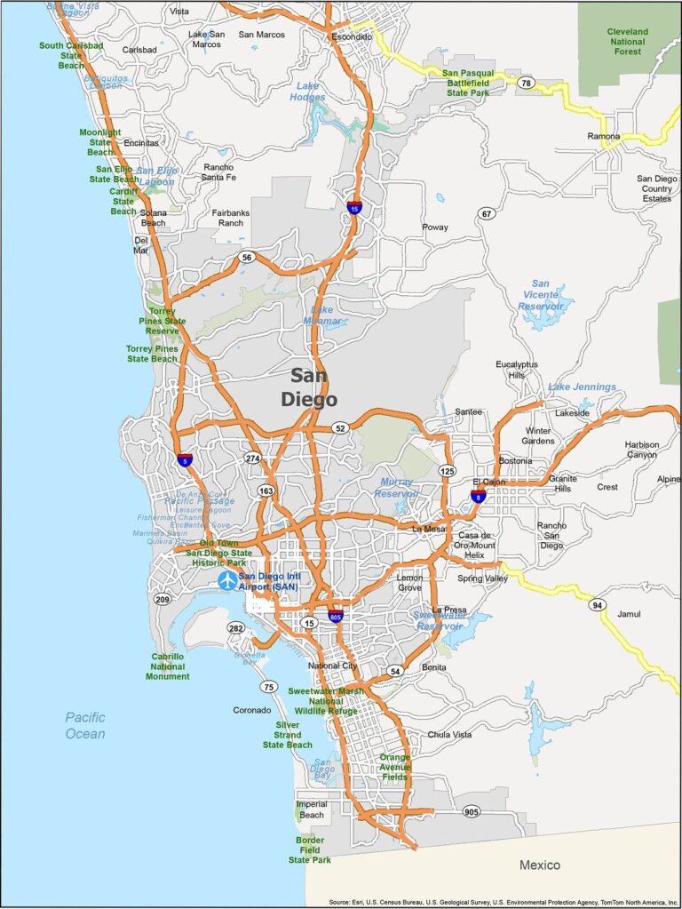 Map Of San Diego California GIS Geography