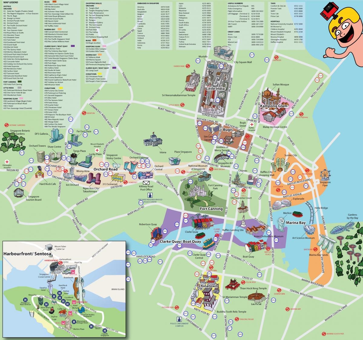 Map Of Singapore Tourist Attractions And Monuments Of Singapore Map Of Singapore Tourist Attractions And Monuments Of Singapore