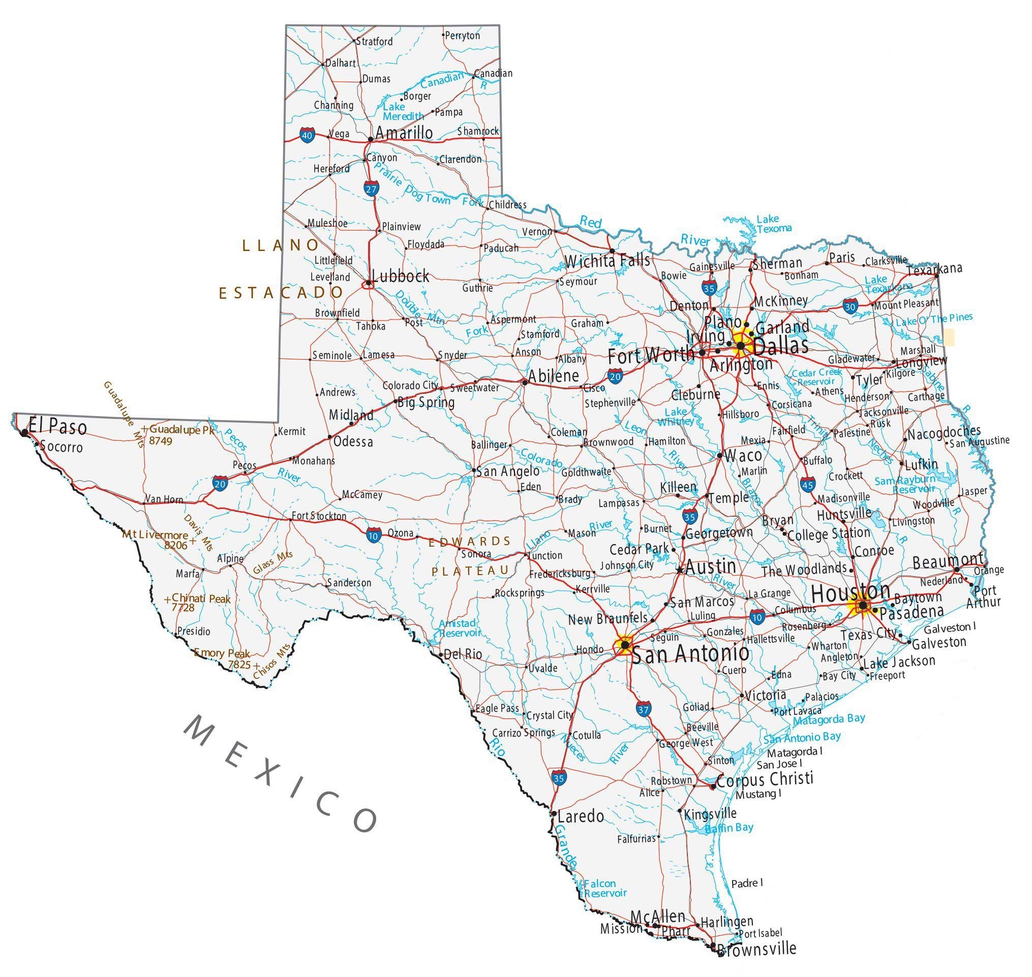Map Of Texas Cities And Roads GIS Geography