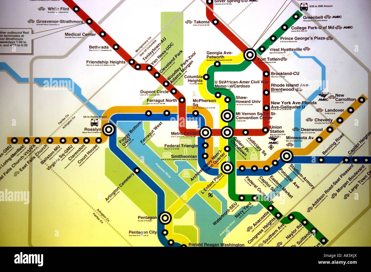 Map Of The Metrorail System In Washington D C Stock Photo Alamy