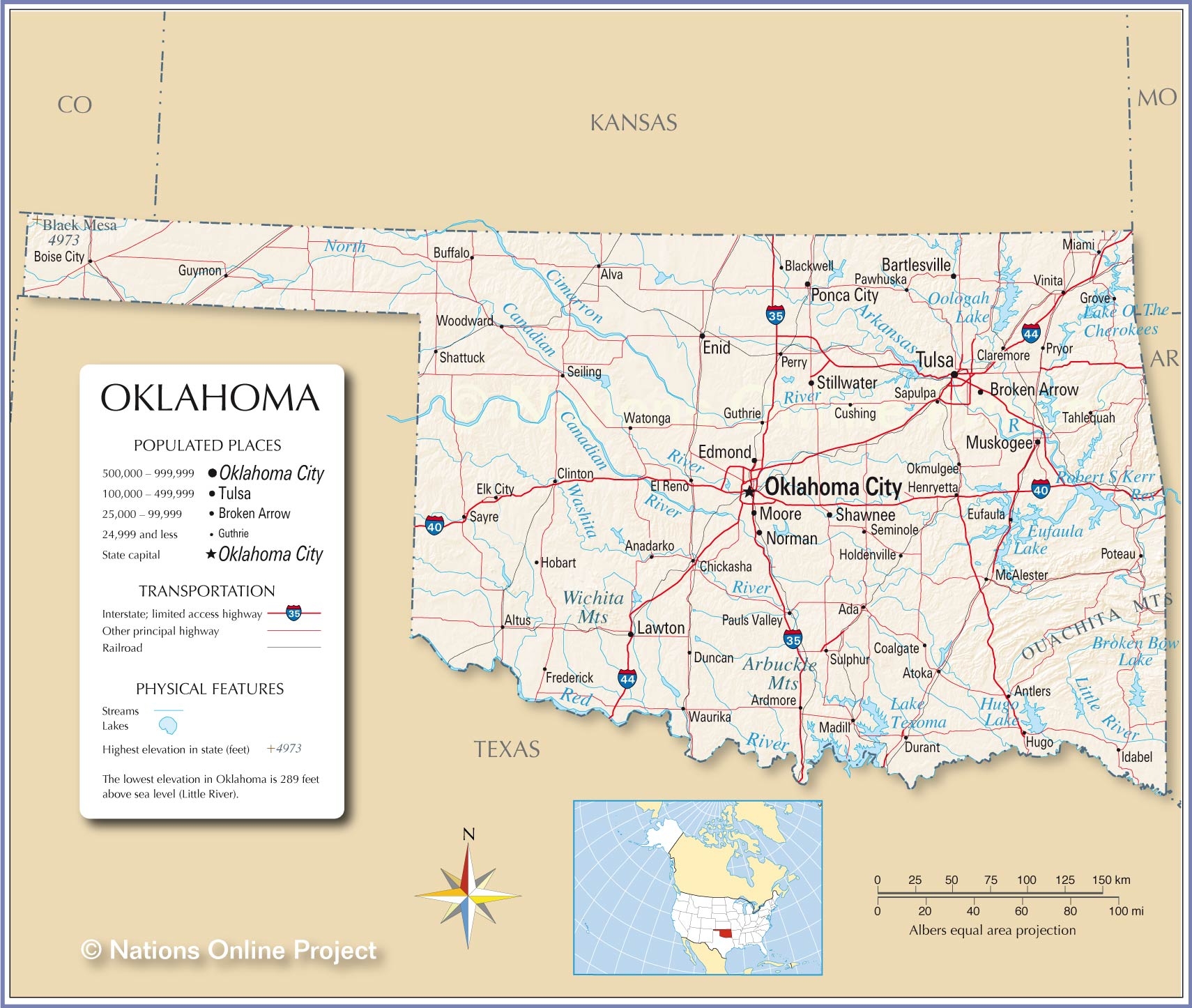 Map Of The State Of Oklahoma USA Nations Online Project Map Of The State Of Oklahoma USA Nations Online Project