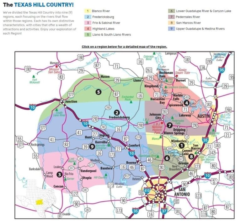 Map Of The Texas Hill Country Hill Country Premier Lodging