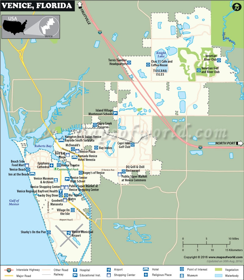 Map Of Venice City In Florida USA Map Of Venice City In Florida USA