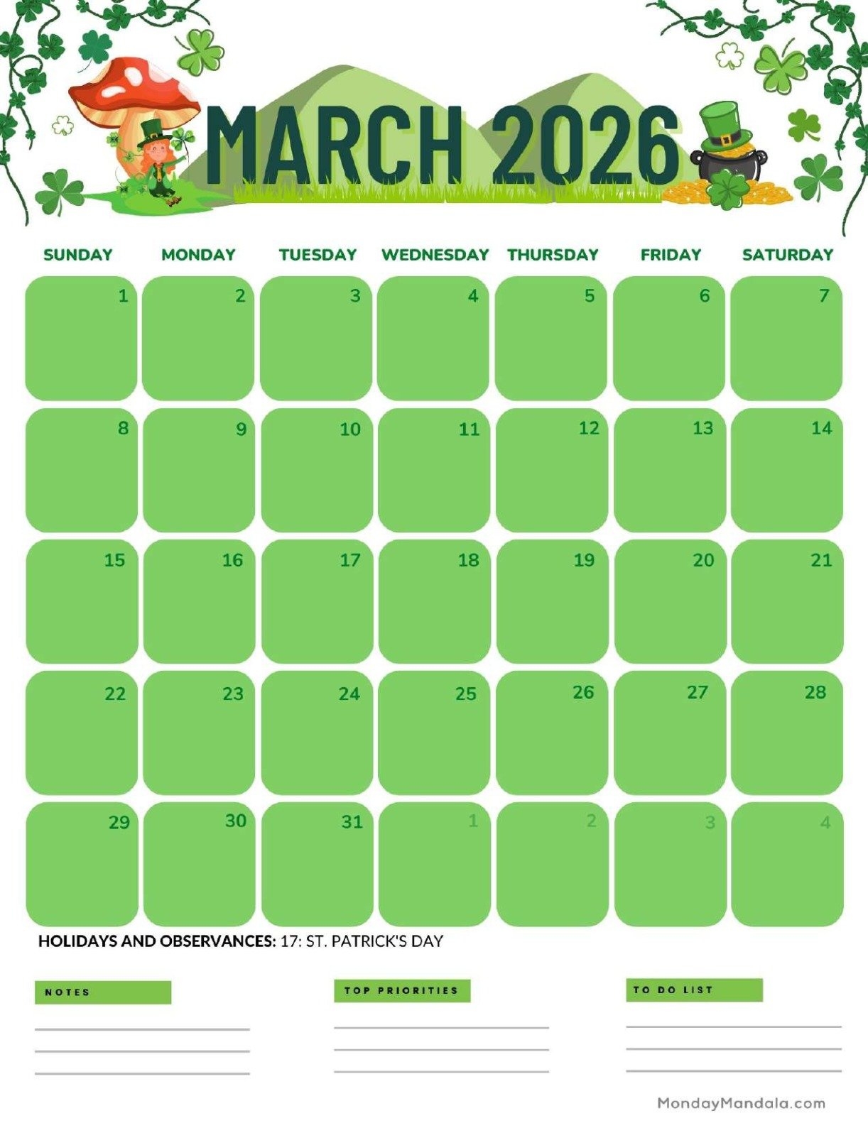 March 2026 Calendars Free PDF Printables March 2026 Calendars Free PDF Printables
