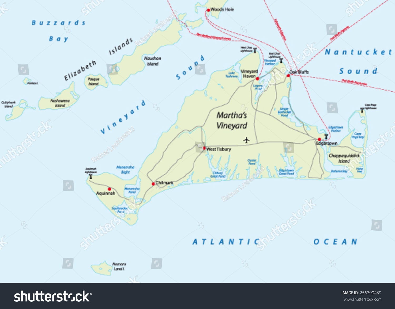 Marthas Vineyard Map Stock Vector Royalty Free 256390489 Shutterstock