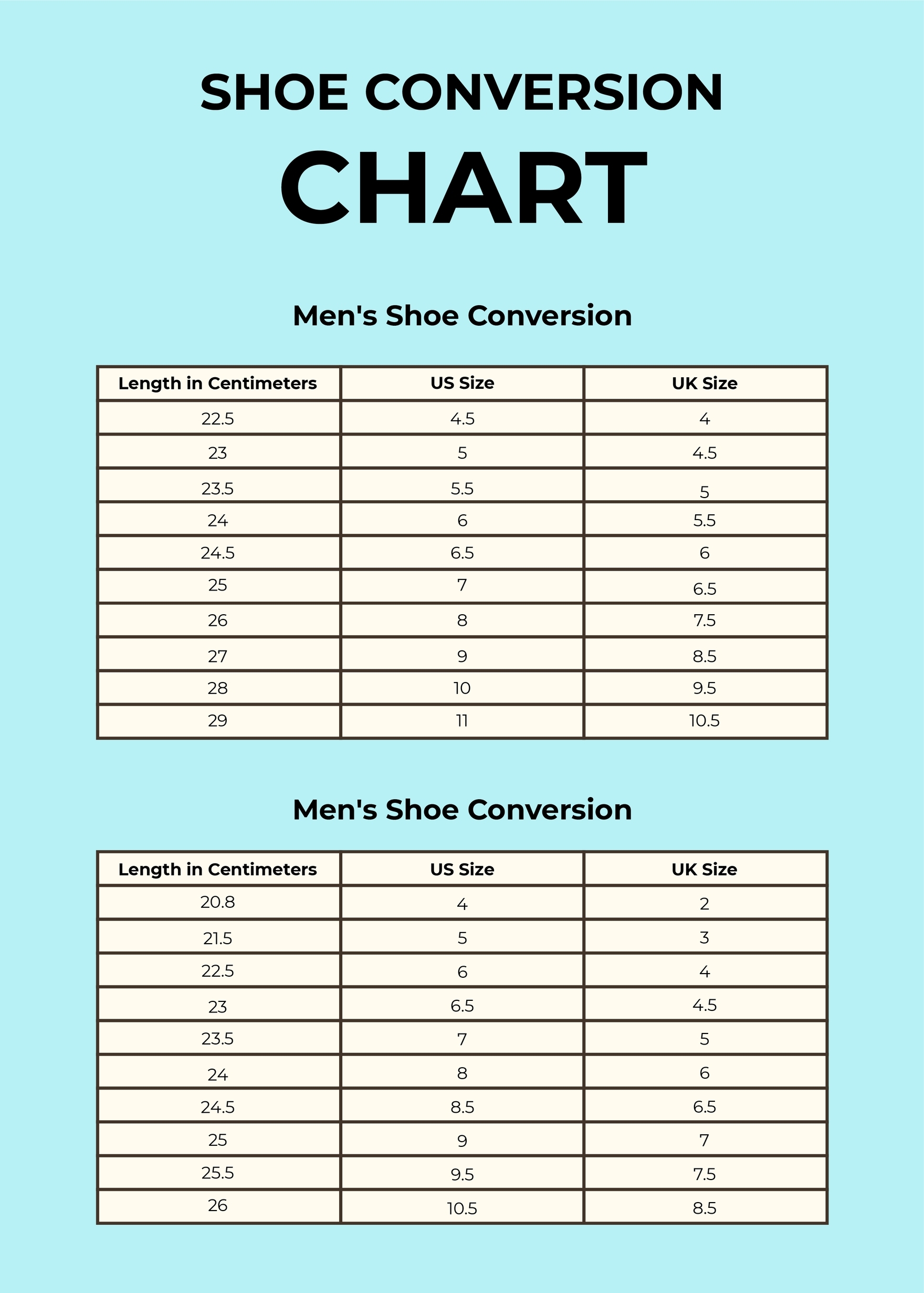 Men S Shoe Size Original Conversion