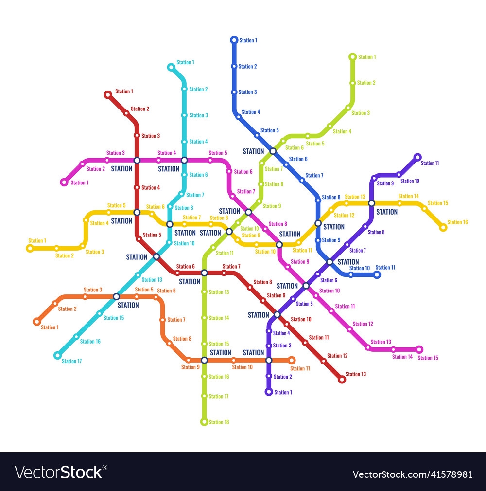 Metro Subway Underground Transport System Map Vector Image