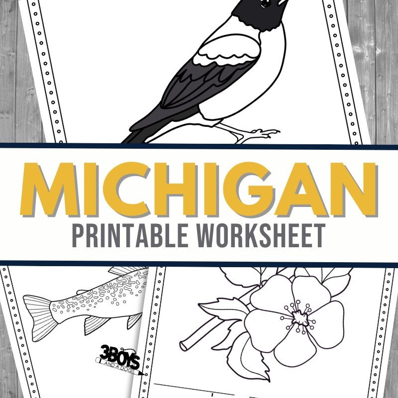 Michigan Coloring And Handwriting Worksheets 3 Boys And A Dog