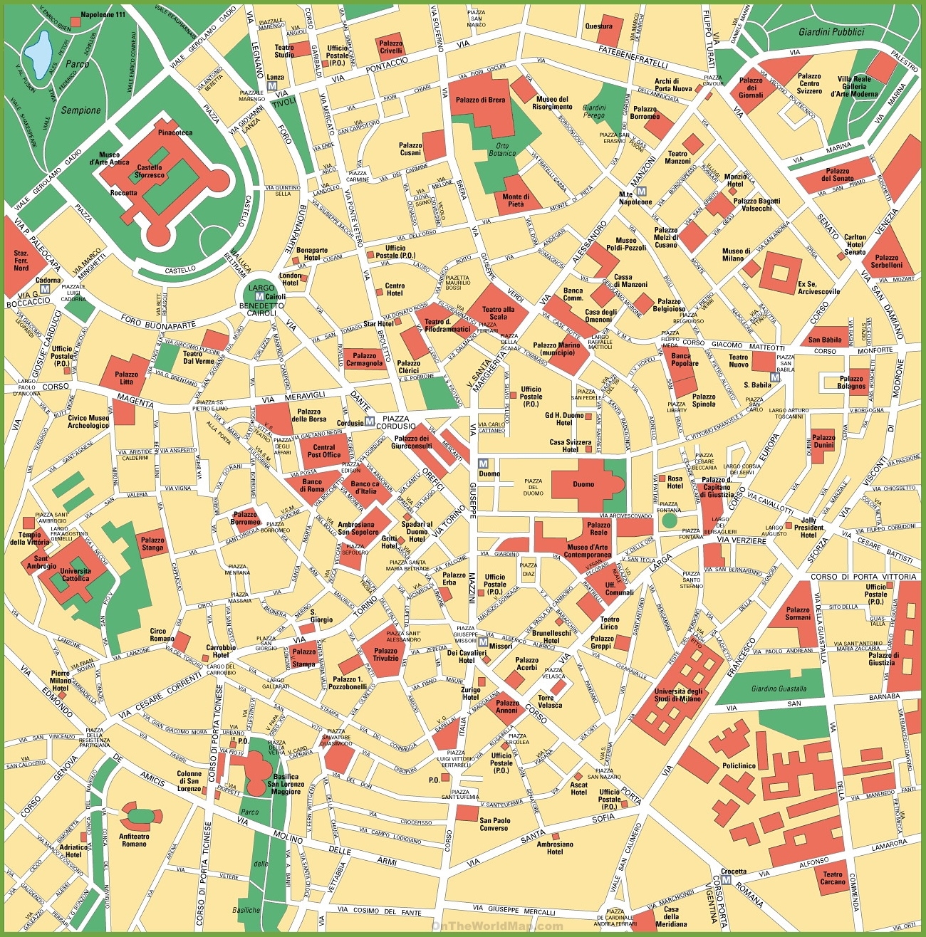 Milan City Centre Map Ontheworldmap