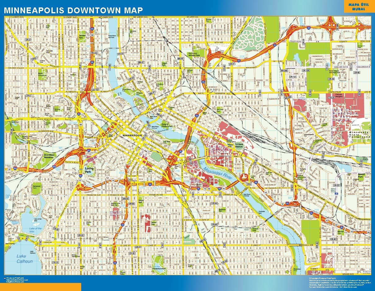 Minneapolis Downtown Map Canada Wall Maps Of The World Countries