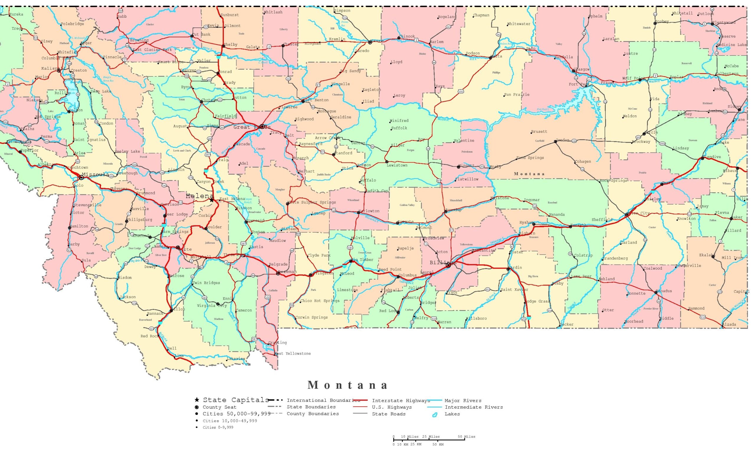 Montana Printable Map Montana Printable Map