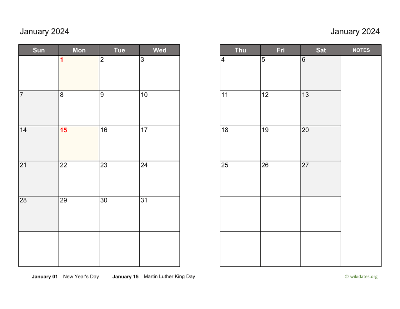 Monthly 2024 Calendar On Two Pages WikiDates Monthly 2024 Calendar On Two Pages WikiDates