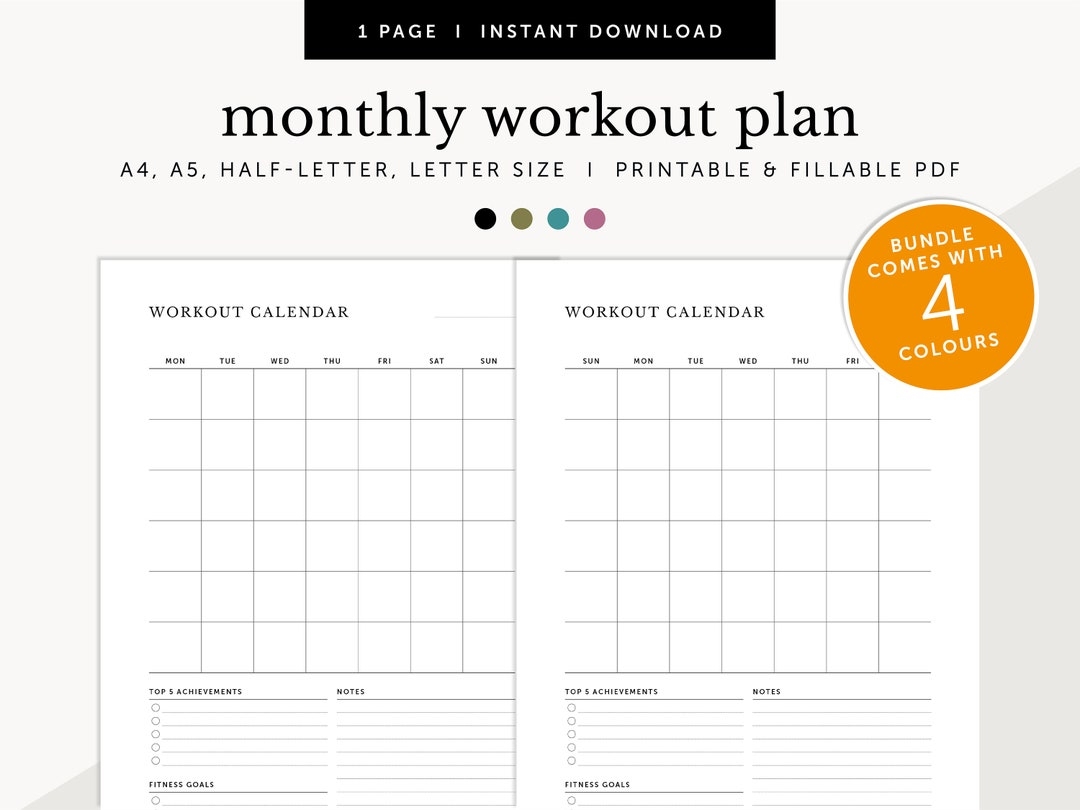Monthly Workout Planner Monthly Fitness Planner Exercise Calendar Fitness Log Fillable Printable Planner A4 a5 letter half Size Etsy Monthly Workout Planner Monthly Fitness Planner Exercise Calendar Fitness Log Fillable Printable Planner A4 a5 letter half Size Etsy