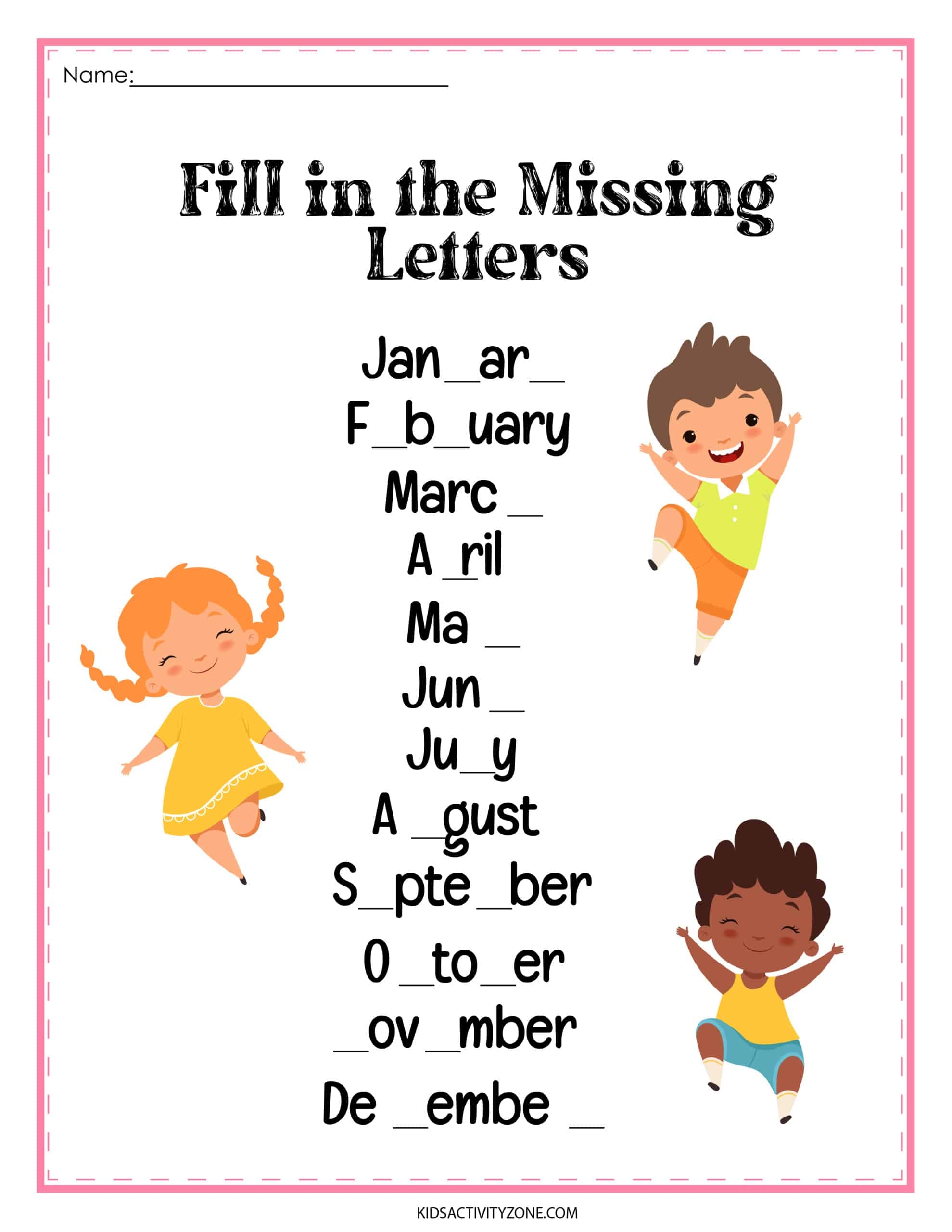 Months Of The Year Worksheets Kids Activity Zone