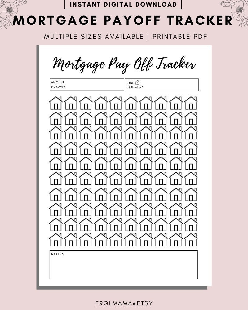 Mortgage Payoff Tracker Home Savings Printable a4 letter PDF Etsy