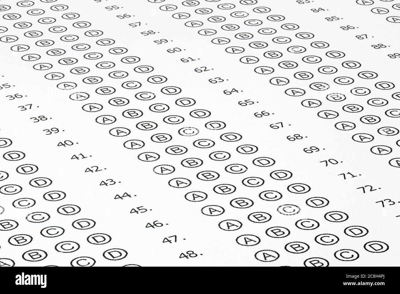 Multiple Choice Answer Sheet Closeup All In Focus Stock Photo Alamy