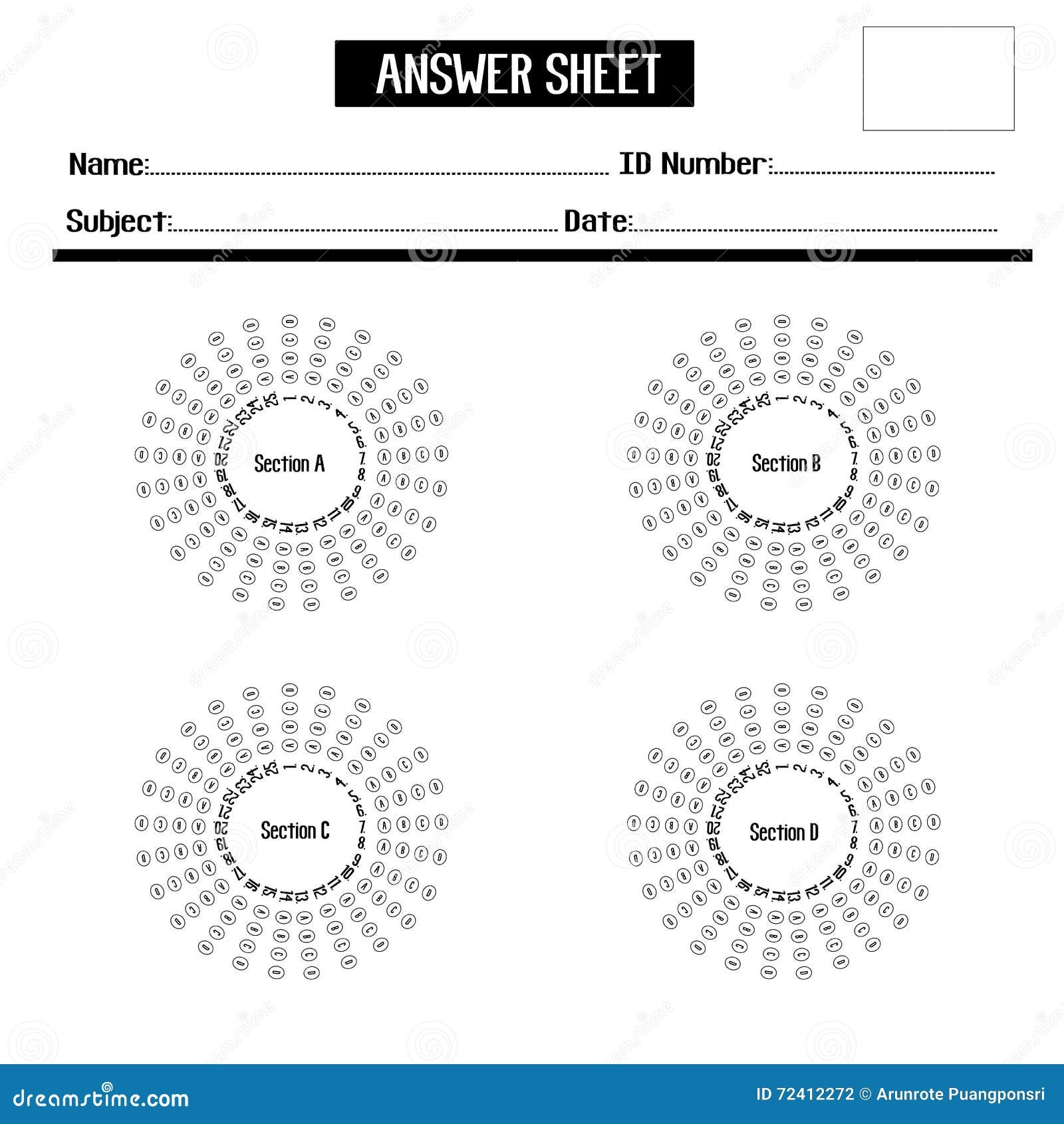 Multiple Choice Answer Sheet Printable