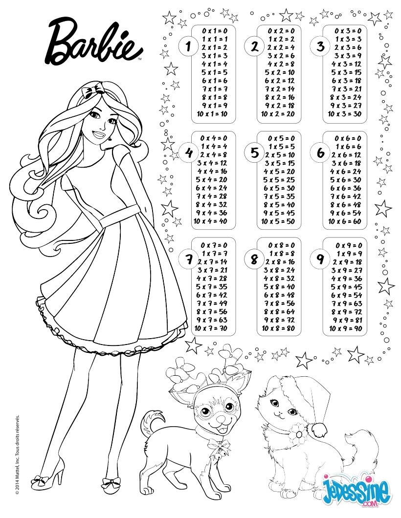 Multiplication Table Barbie Coloring Pages Hellokids