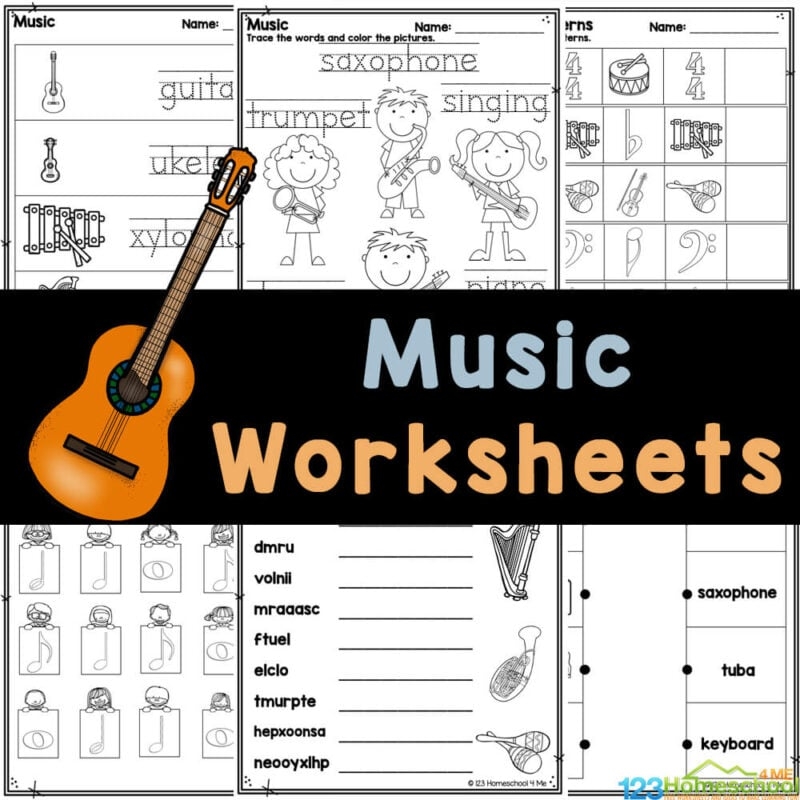  Music For Kids FREE Worksheets Flashcards Coloring Pages