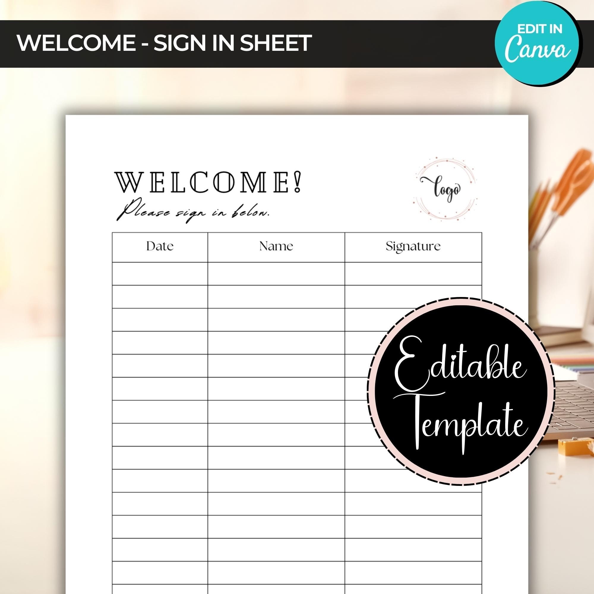 Name Only Sign In Sheet Etsy