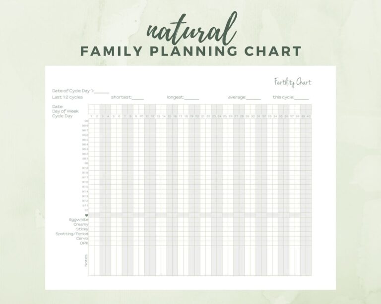 Natural Family Planning Printable Chart Fertility Awareness Method FAM Basal Body Temperature BBT Chart Etsy