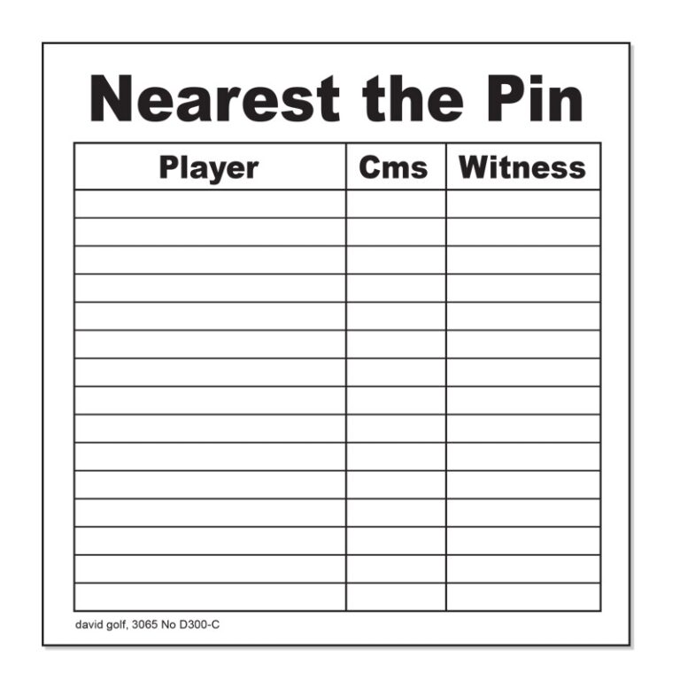Nearest The Pin Cards David Golf