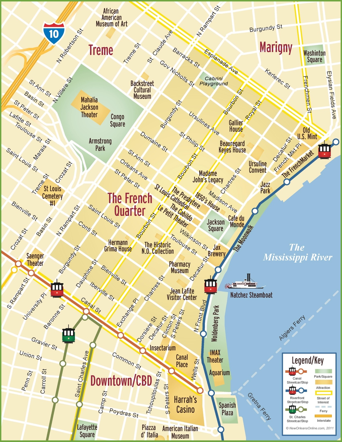 New Orleans French Quarter Map Ontheworldmap