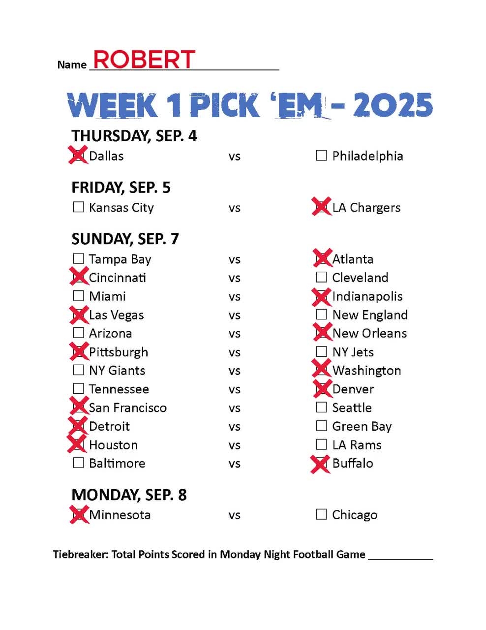 Nfl Pick Sheet All Week Nfl Games Printable Weekly Football Pick em Pool Sheets 2025 26