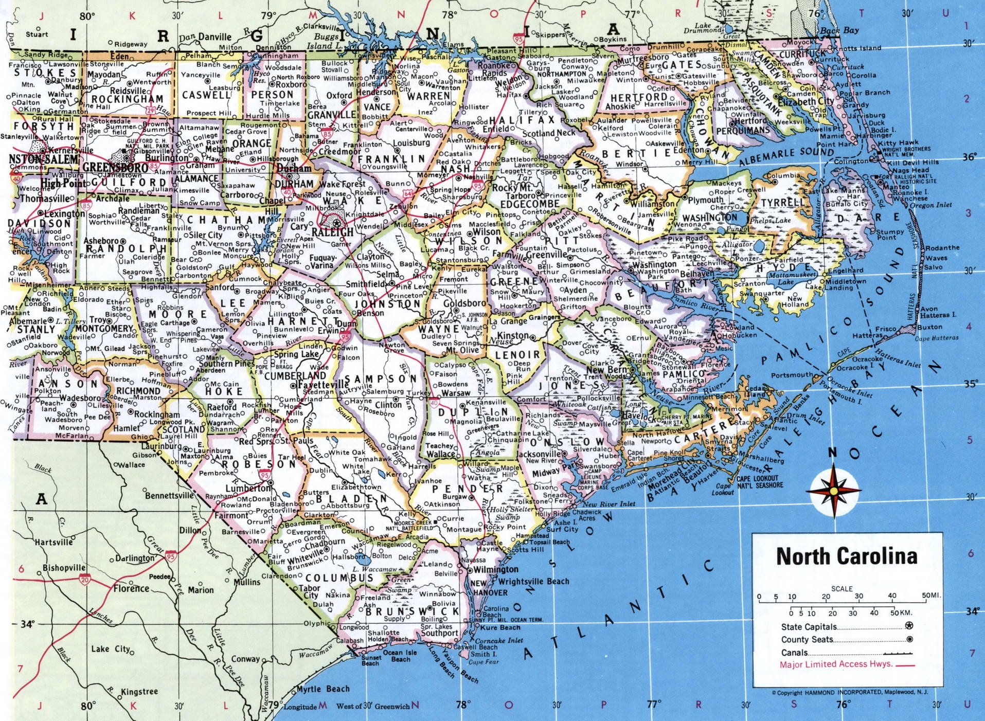 Map Of Nc Counties Printable