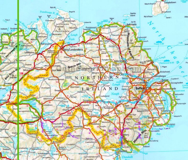Northern Ireland Road Map Ontheworldmap