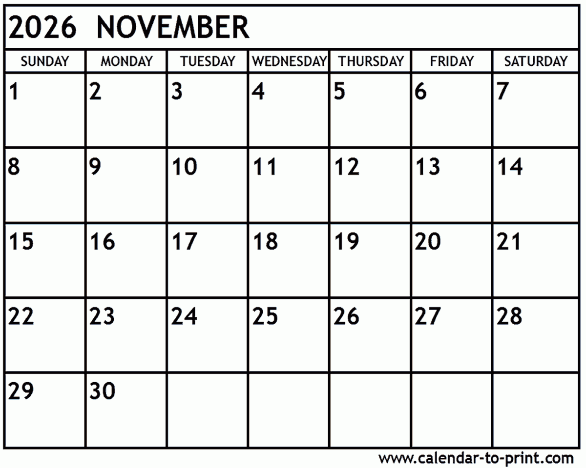 November 2026 Calendar With Holidays Printable Alphabet Charts November 2026 Calendar With Holidays Printable Alphabet Charts