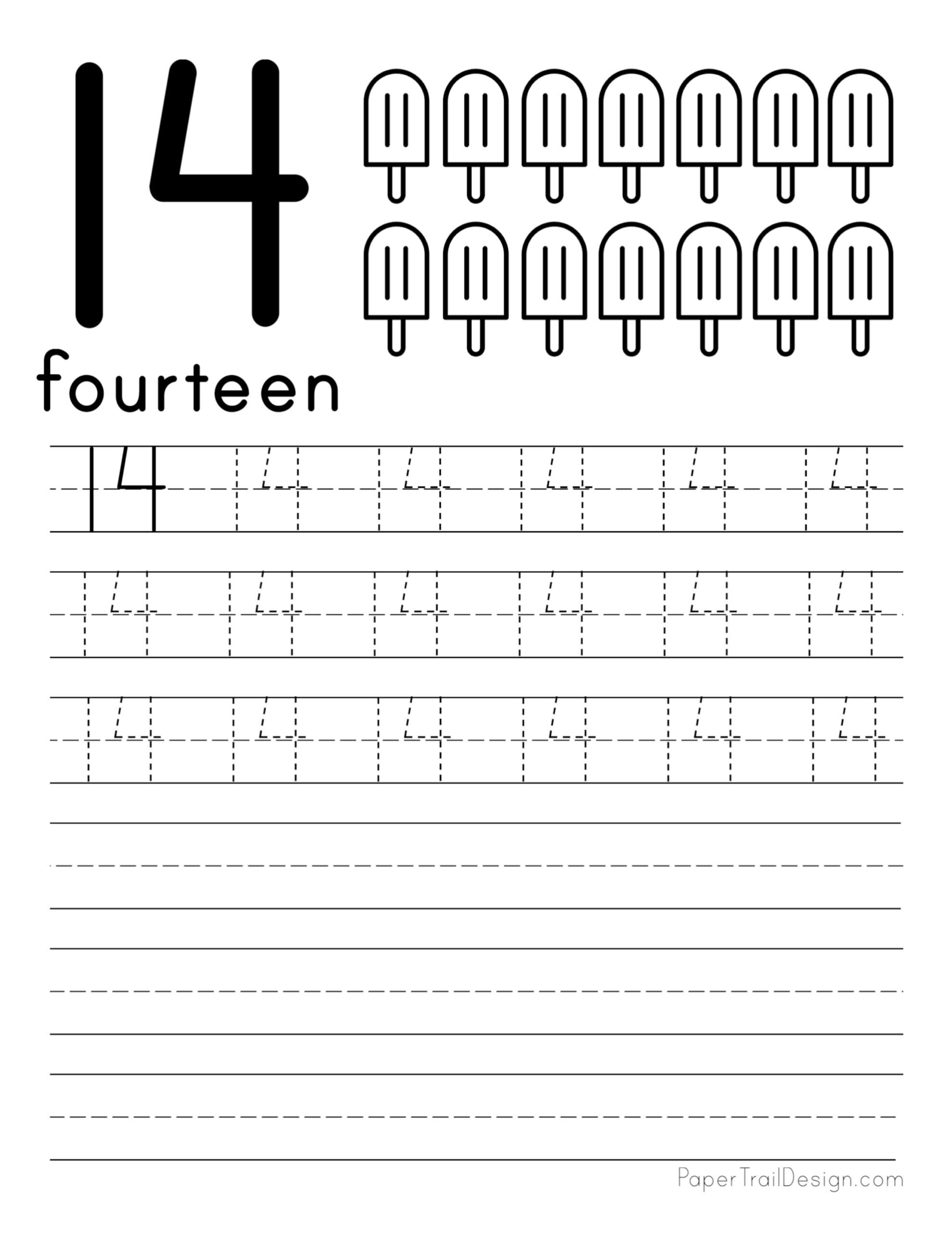 Printable Number 14 Worksheet For Preschool