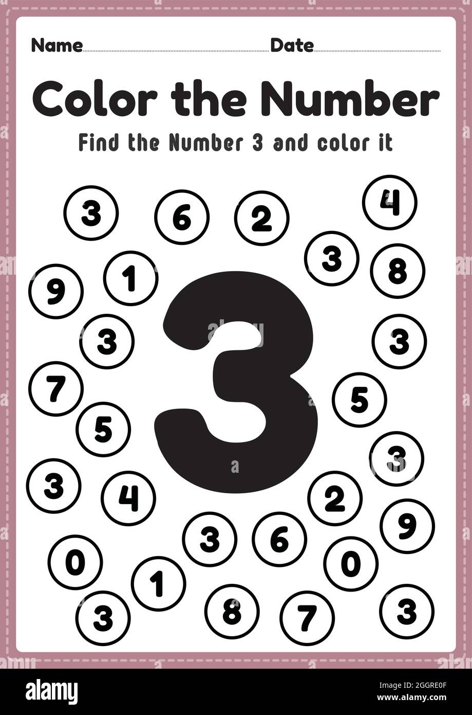 Number Worksheet Number 3 Worksheet Math Coloring Activities For 
