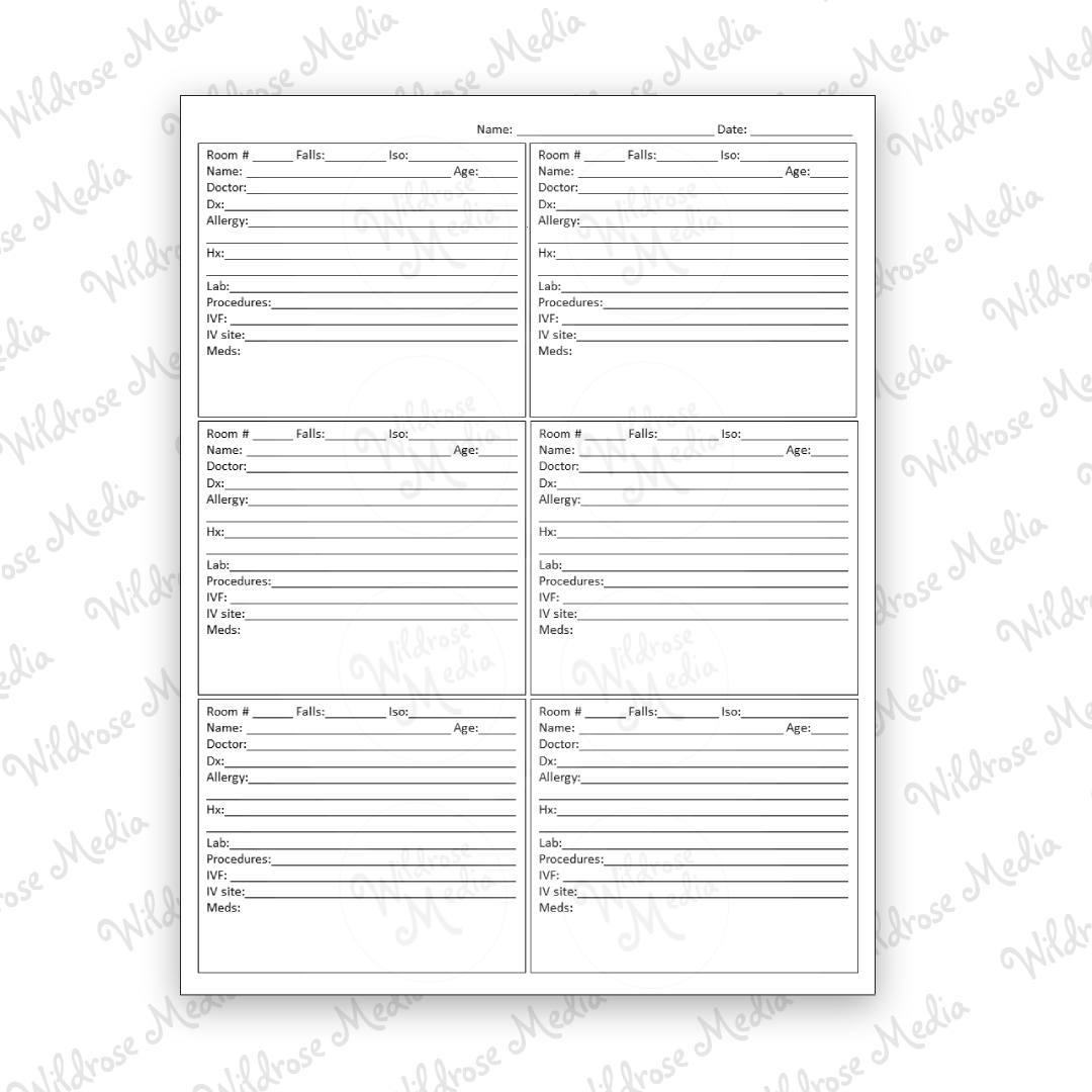 Med Surg Report Sheet Printable