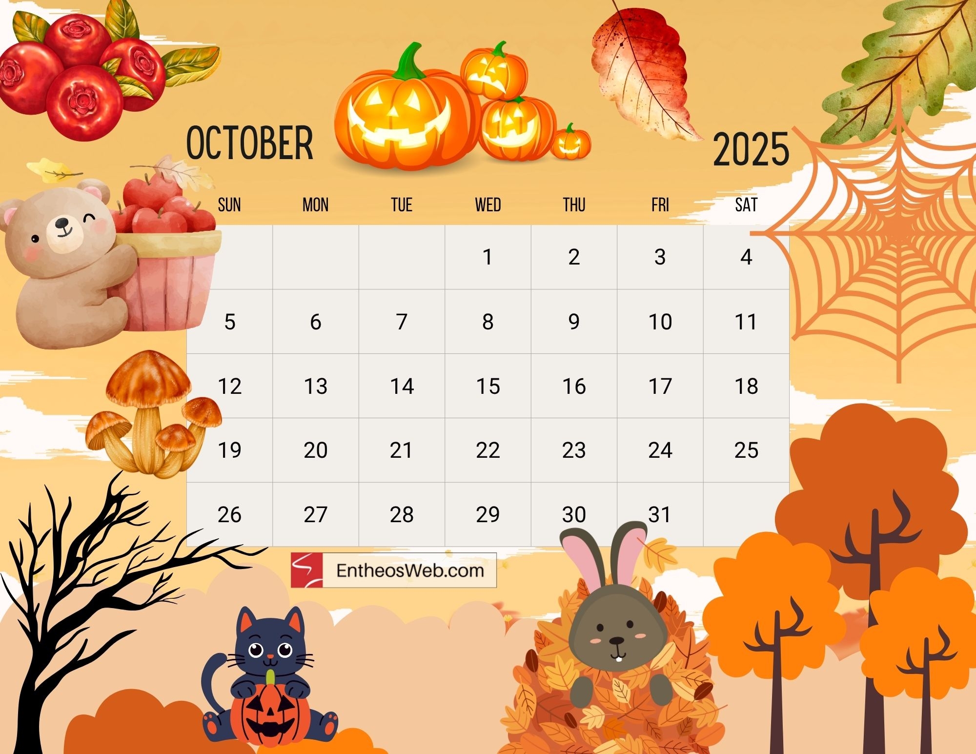 Free Printable Calendar October