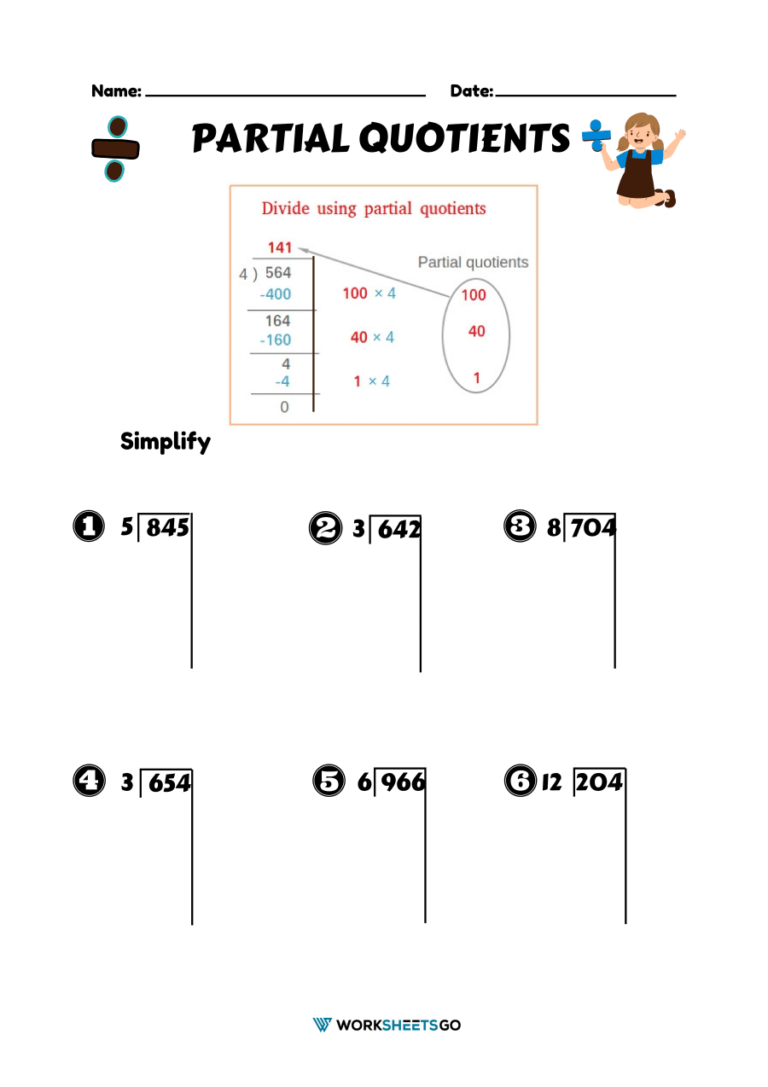 Partial Quotients Worksheets WorksheetsGO