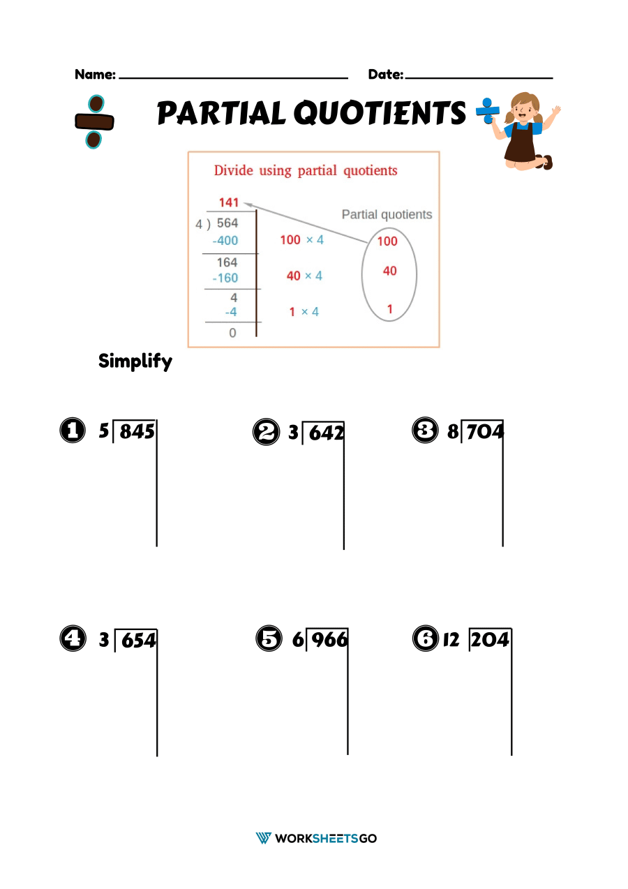 Partial Quotients Worksheets WorksheetsGO