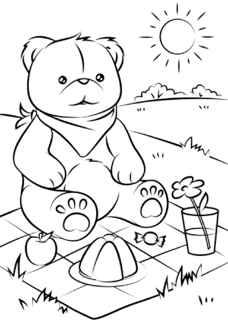 Picnic Bears And Cubs Coloring Pages