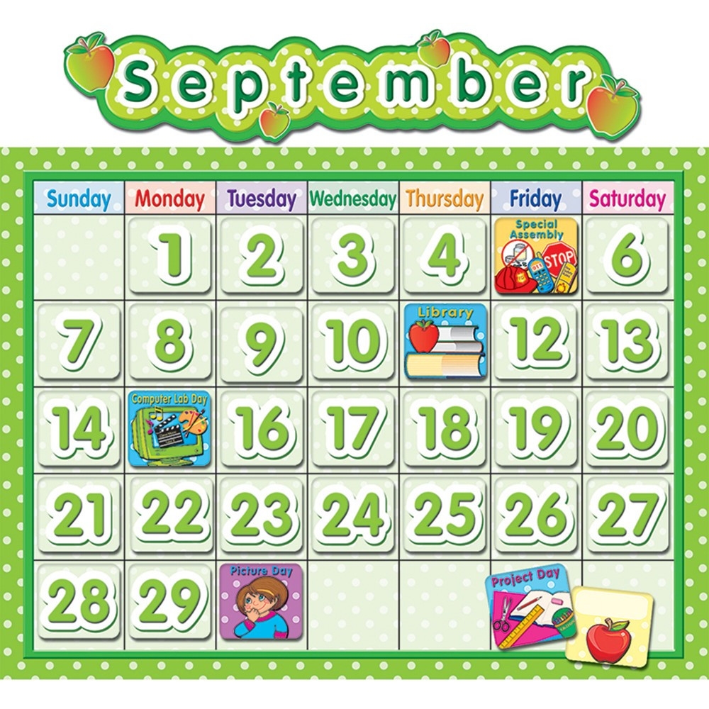 Polka Dot School Calendar Bulletin Board Set TCR4188 Teacher Created Resources Calendars