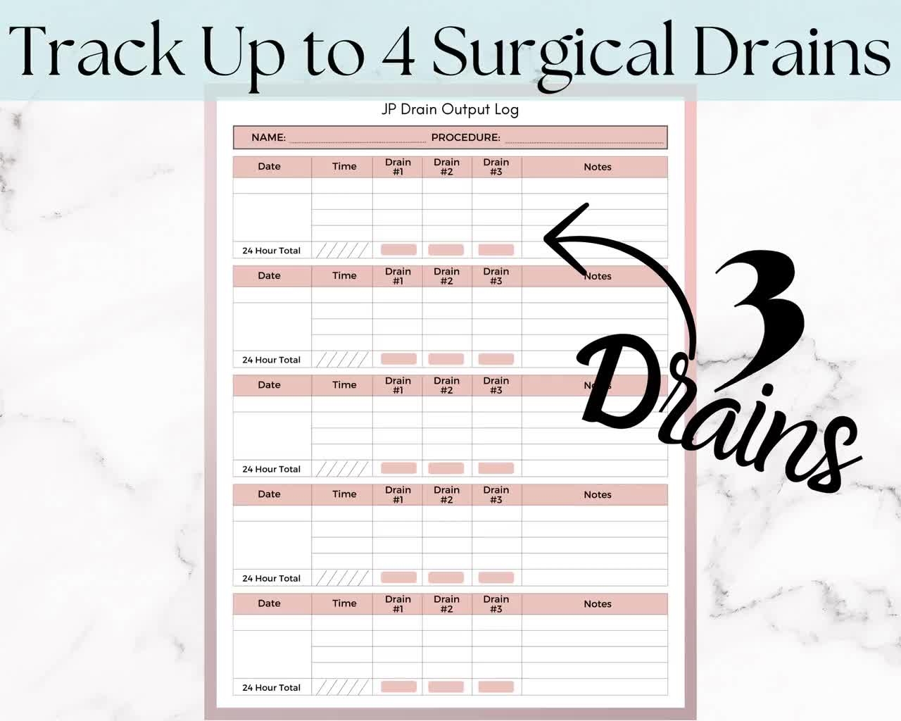 Post Op Tracker Bundle Surgical Drain Medication BP printable PDF Etsy