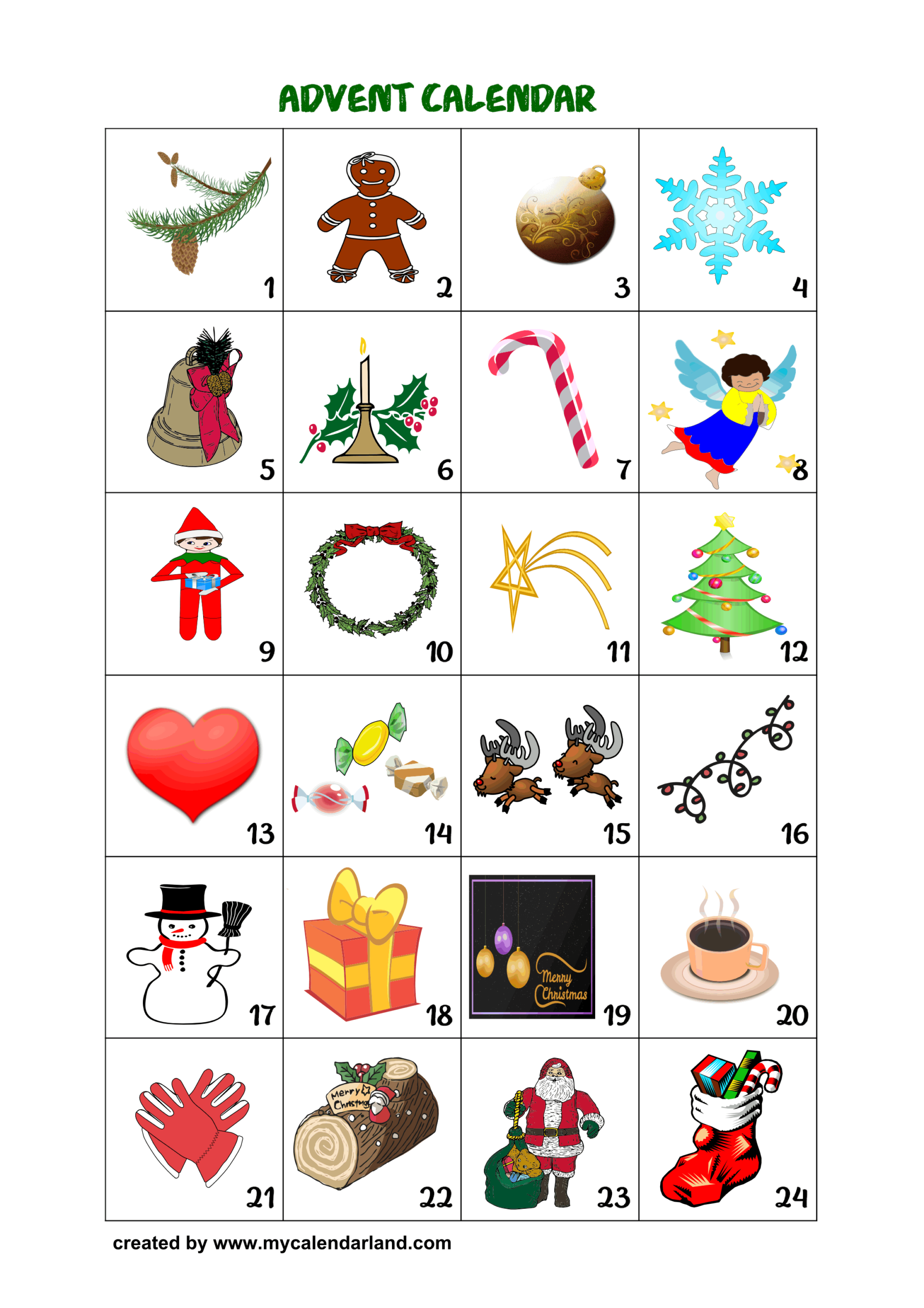 Printable Advent Calendars My Calendar Land Printable Advent Calendars My Calendar Land