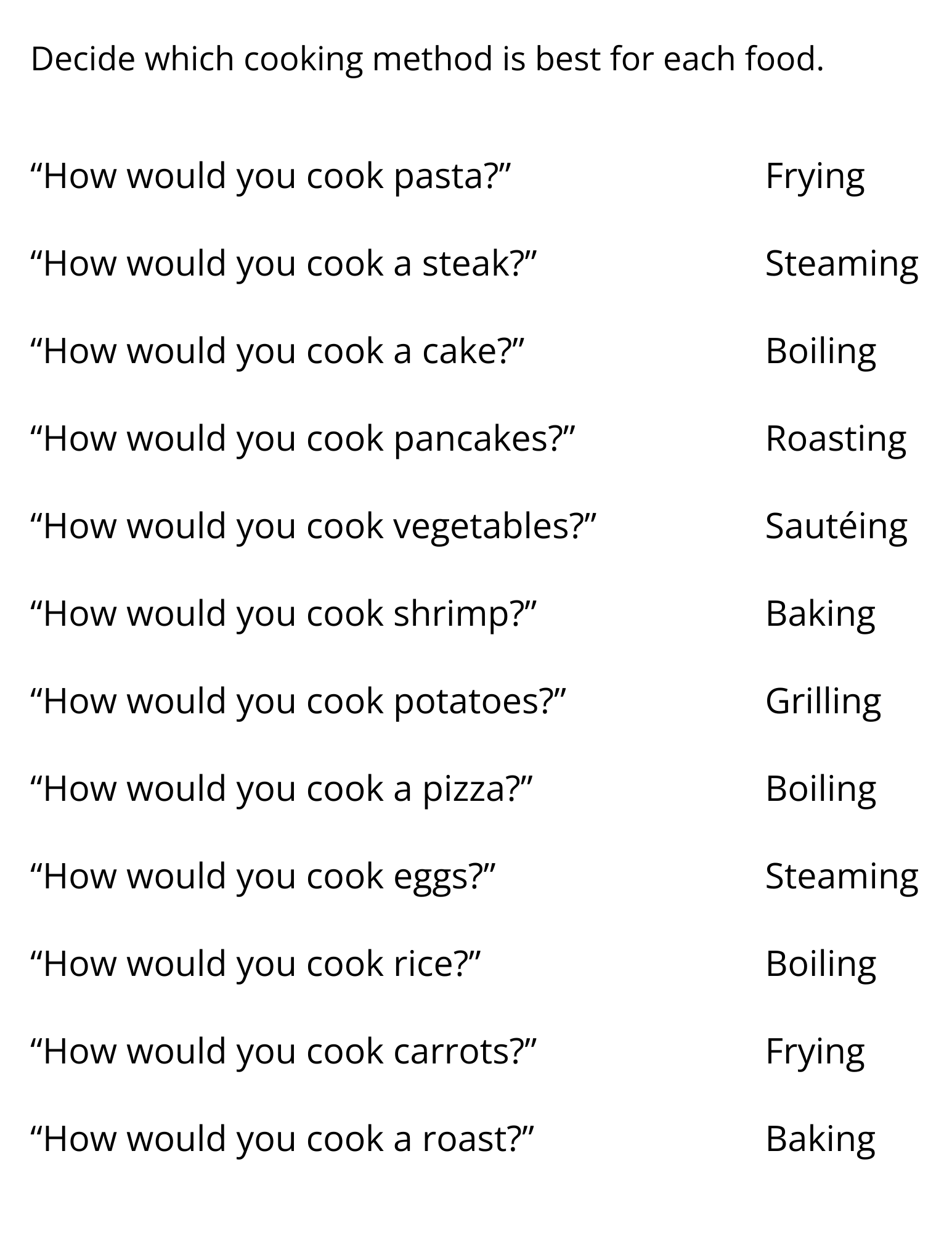 Printable Basic Cooking Methods Activity Sheets For Kids Made By Teachers