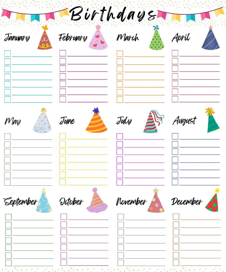 Printable Birthday Tracker Birthday List Organizer PDF Etsy