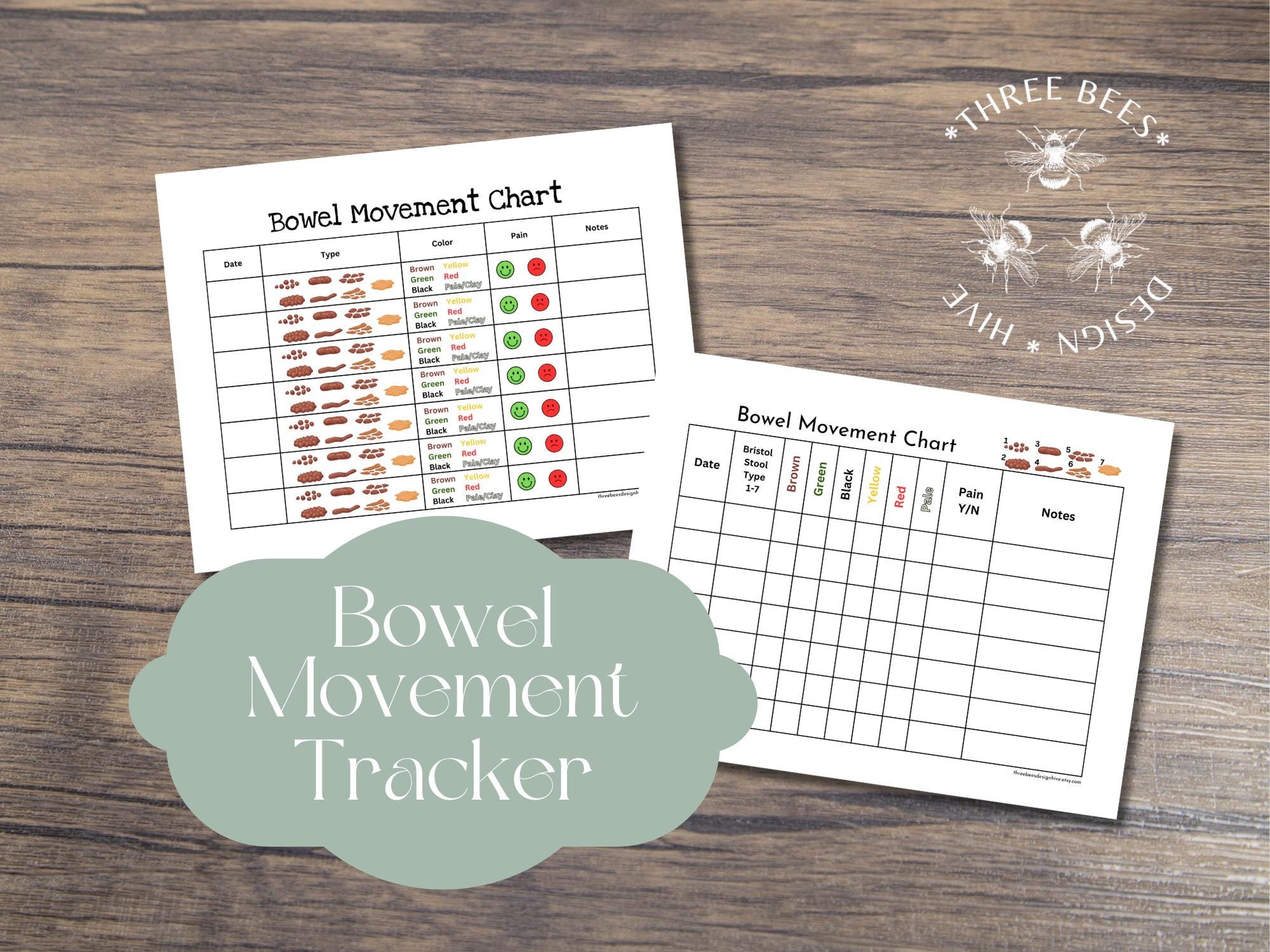 Printable Bowel Movement Tracker Bristol Stool Chart digital Download Etsy