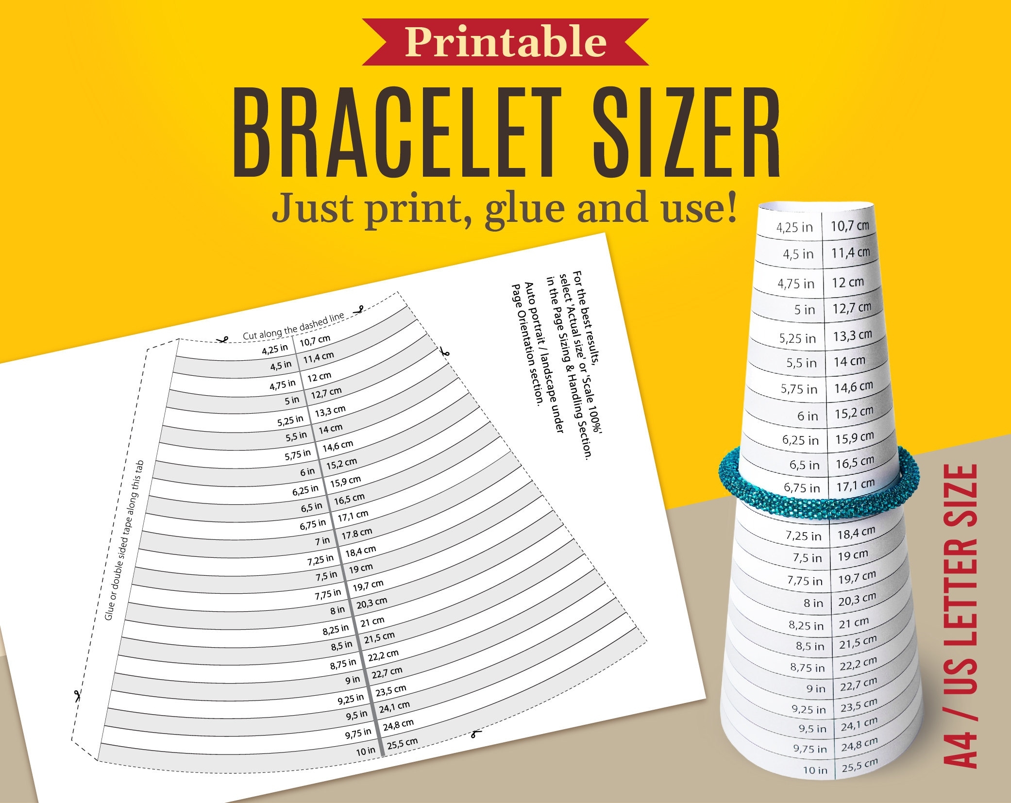 Printable Bracelet Sizer Printable Bracelet Mandrel Bracelet 