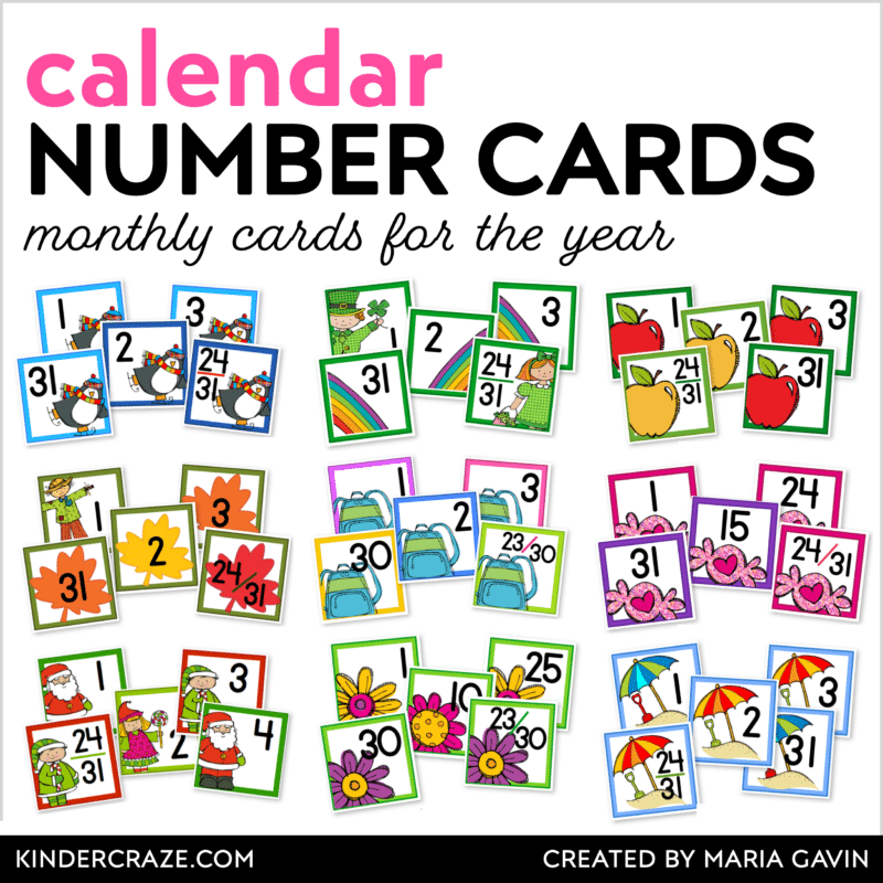 Printable Calendar Numbers For Entire Year BUNDLE Kinder Craze Printable Calendar Numbers For Entire Year BUNDLE Kinder Craze