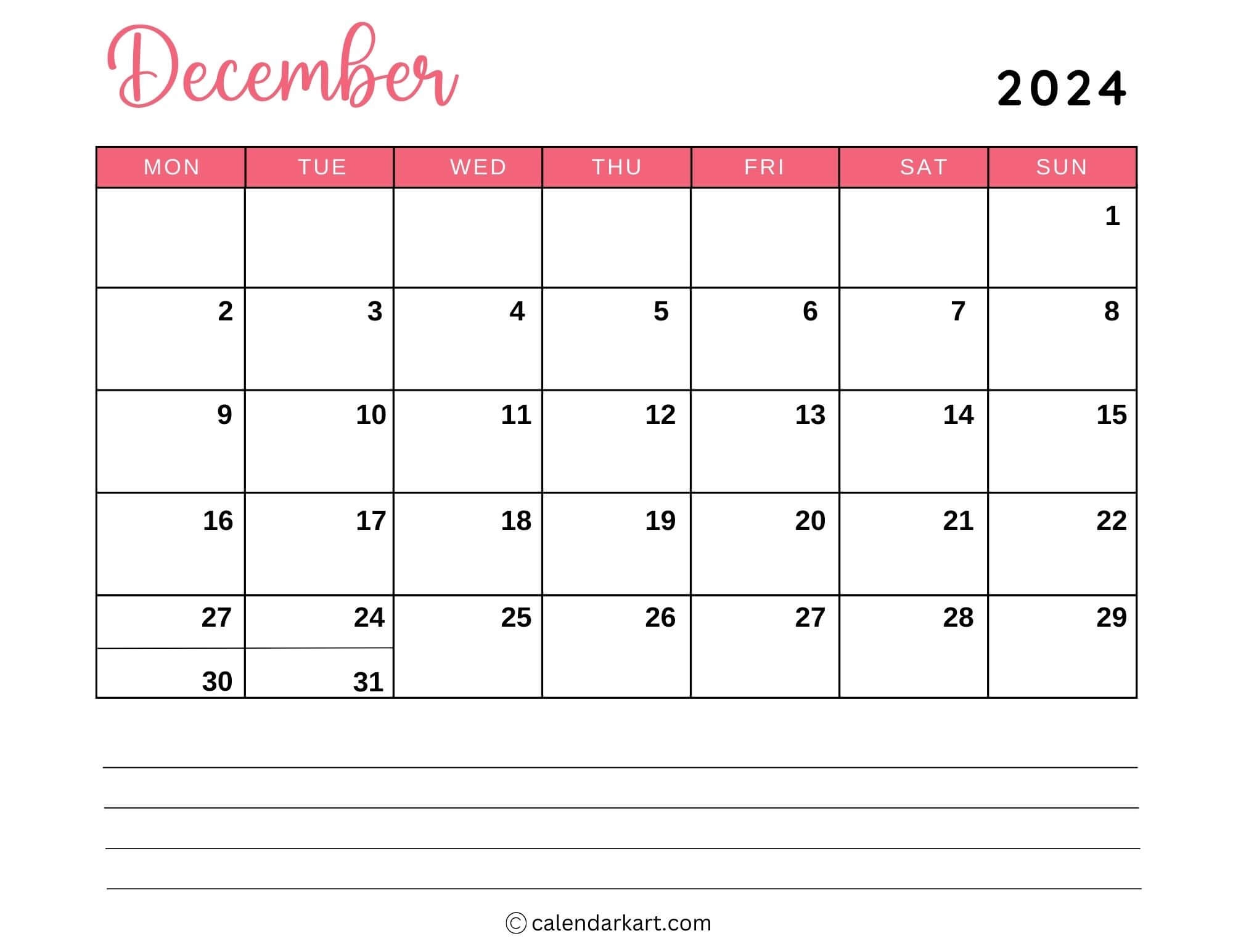 Printable December 2025 Calendars Free Pdf CalendarKart